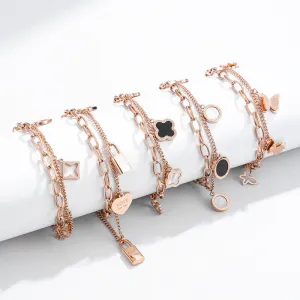 Heavy Metal Titanium Steel Bracelet Women 18K Plated