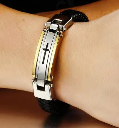InFaith™ "The Cross" Braided Leather Band Faith Bracelet