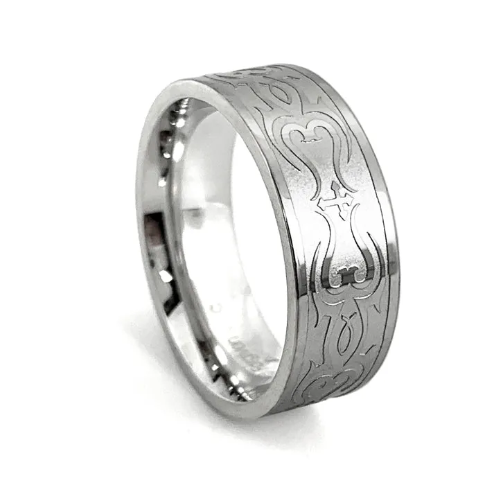 Jesus Fish Cross Ring Tribal Design