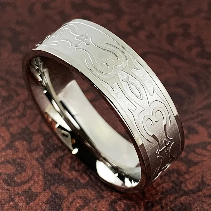 Jesus Fish Cross Ring Tribal Design