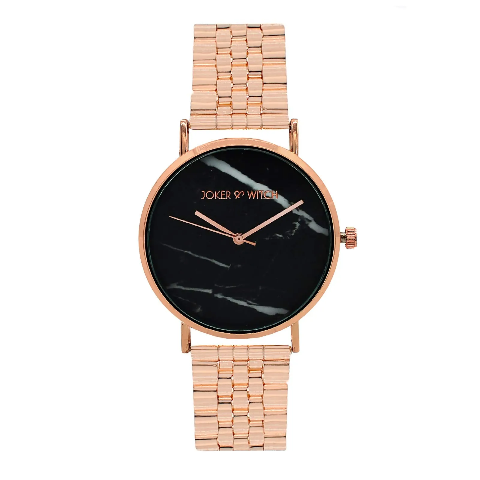 Joker & Witch Analogue Women's Watch(Black Dial Rose Gold Colored Strap)-JWBS157
