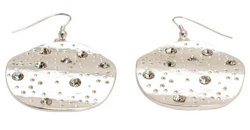 Karine Sultan Drop Disc Earrings with Amber Crystals