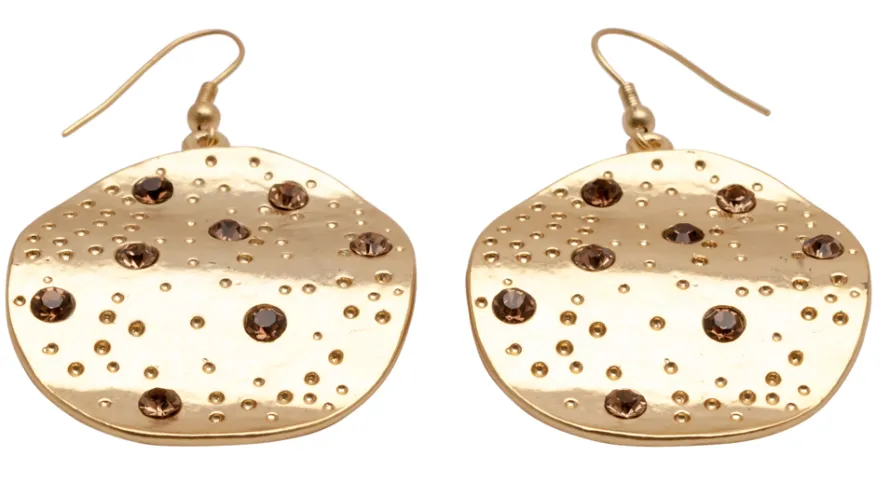Karine Sultan Drop Disc Earrings with Amber Crystals