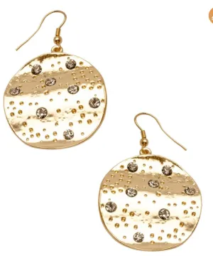 Karine Sultan Drop Disc Earrings with Amber Crystals