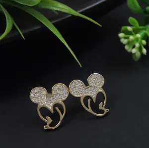 Korean Gold Plated Mickey Face Shaped Stud Earring