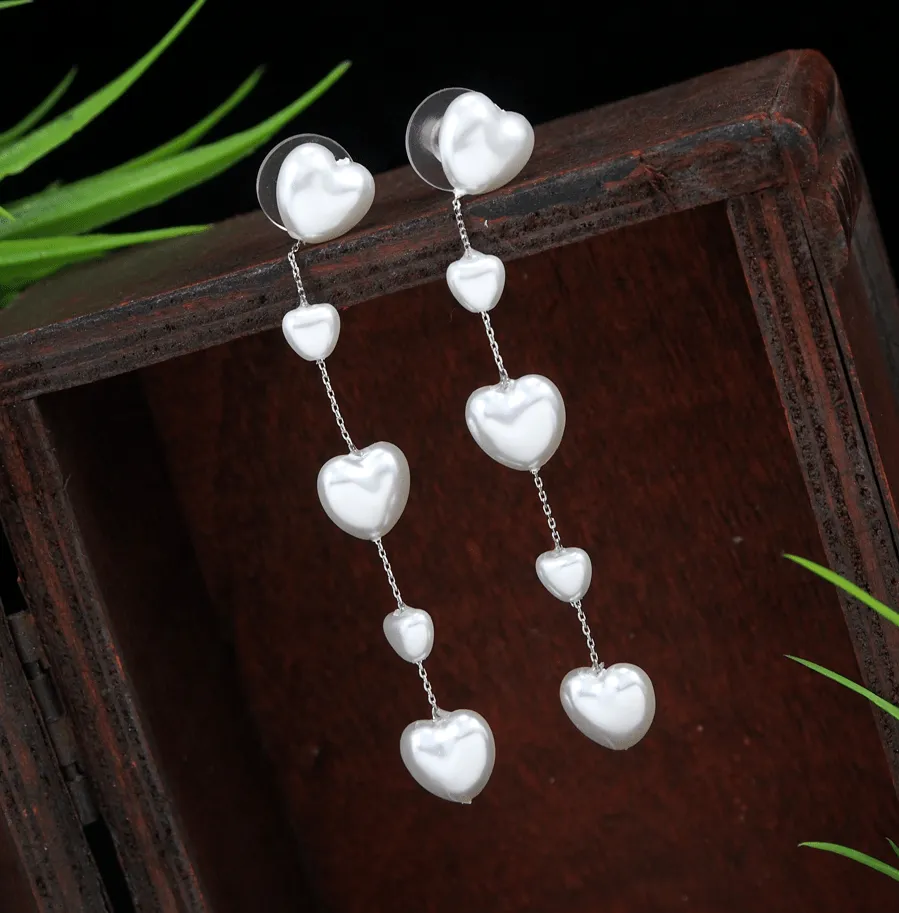 Korean Gold/Silver Plated Heart Shaped Long Chain Fancy Earring