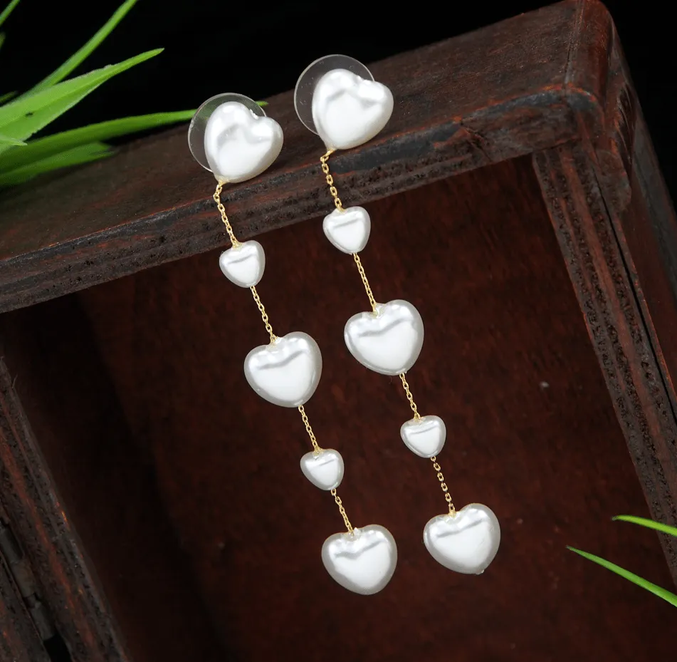 Korean Gold/Silver Plated Heart Shaped Long Chain Fancy Earring