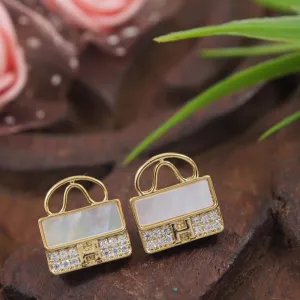 Korean Gold/Silver/Rosegold Plated Handbag party bling cubic earrings