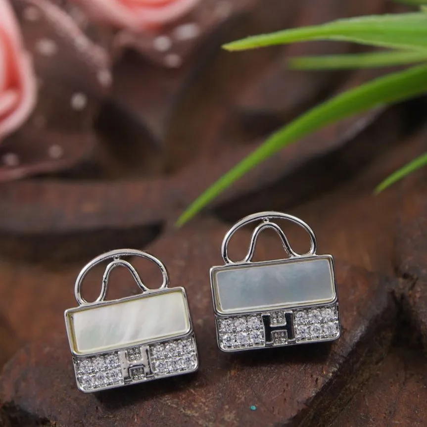 Korean Gold/Silver/Rosegold Plated Handbag party bling cubic earrings