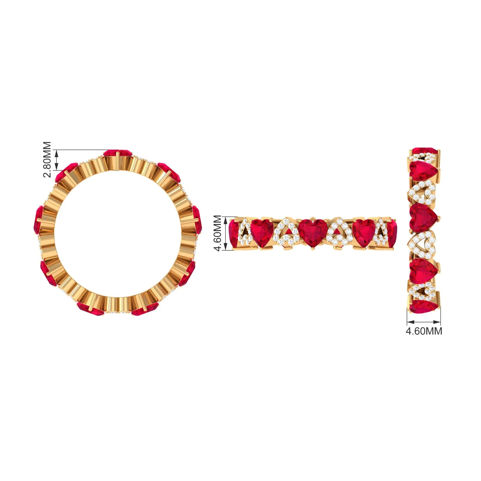 Lab-Created Ruby and Diamond Heart Eternity Band Ring