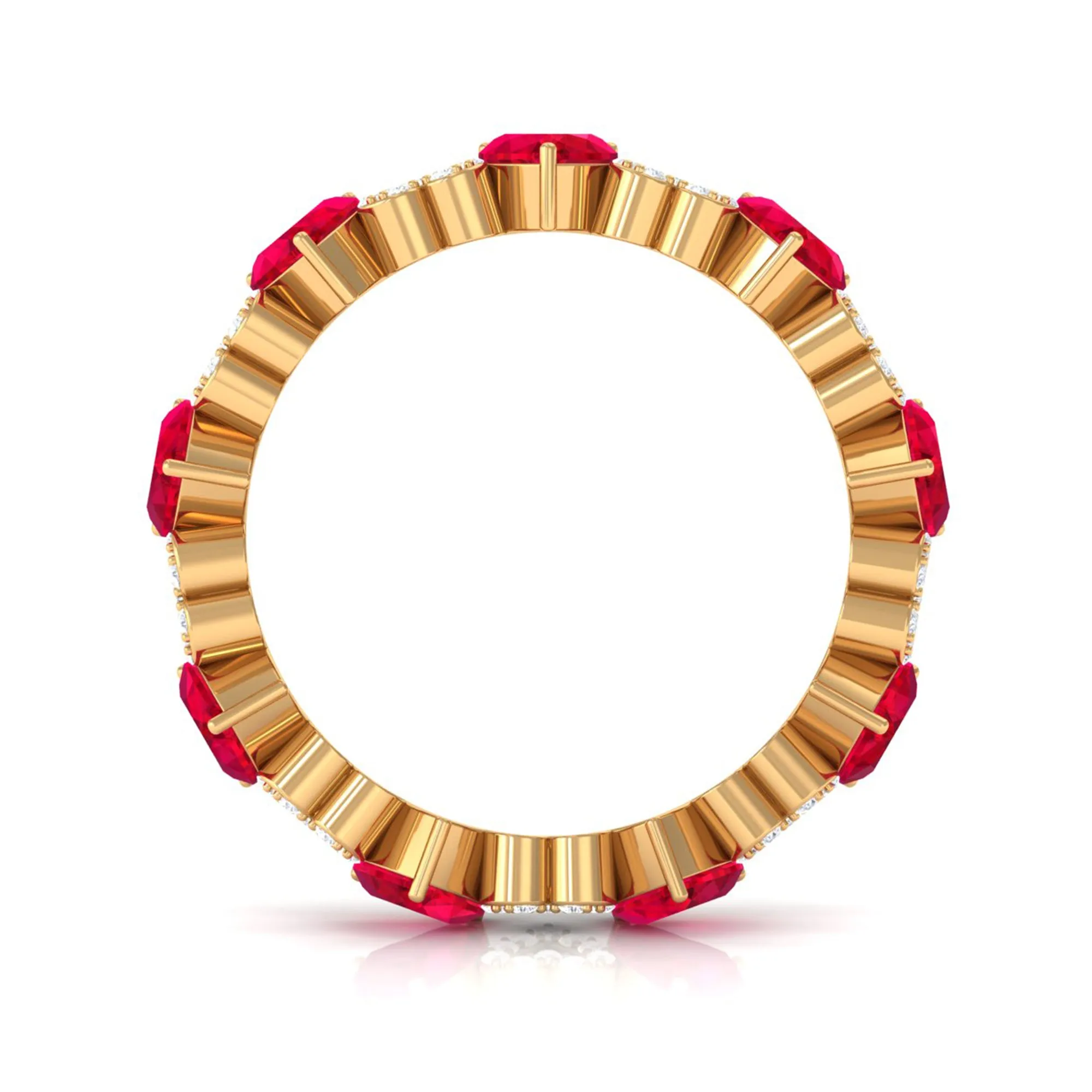 Lab-Created Ruby and Diamond Heart Eternity Band Ring