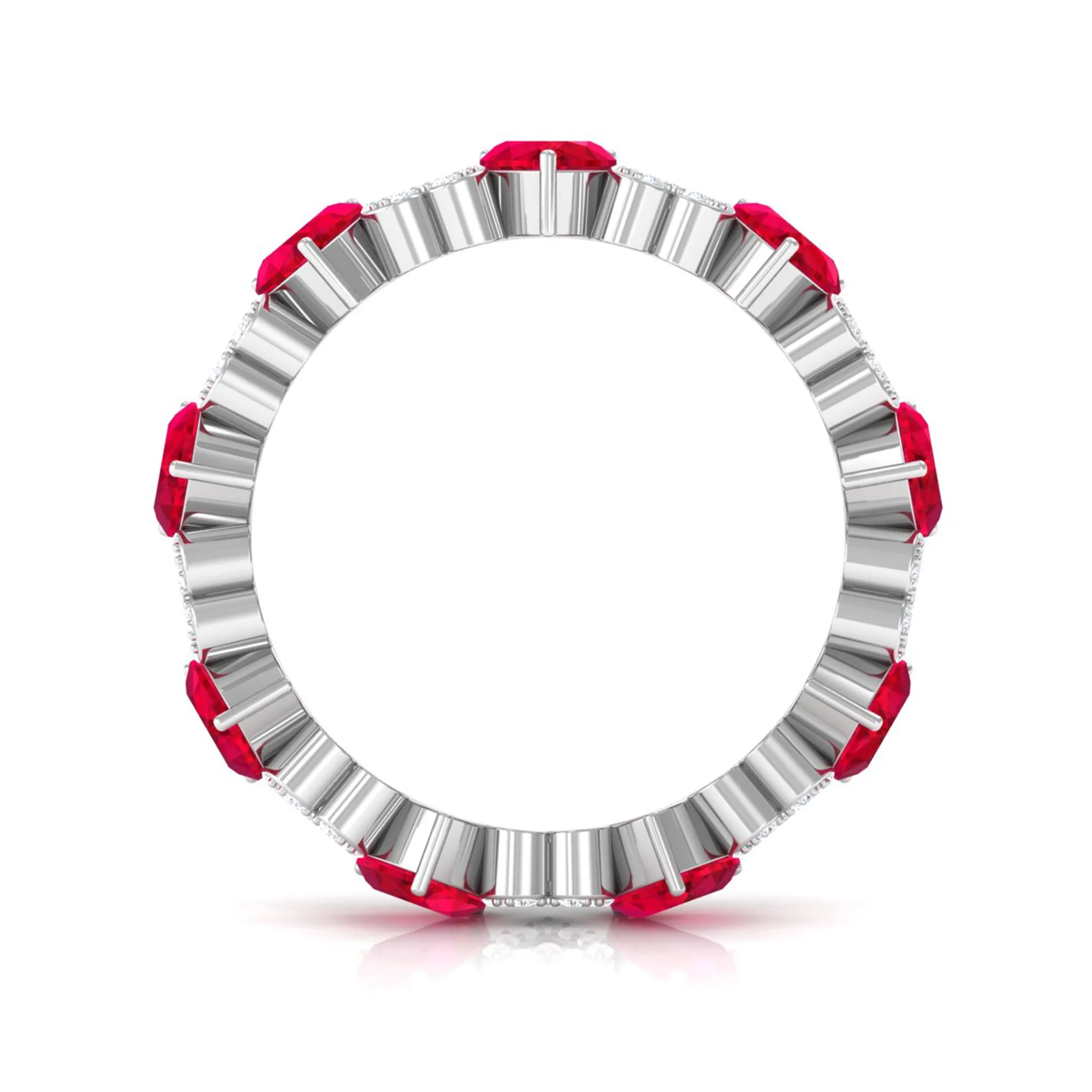 Lab-Created Ruby and Diamond Heart Eternity Band Ring