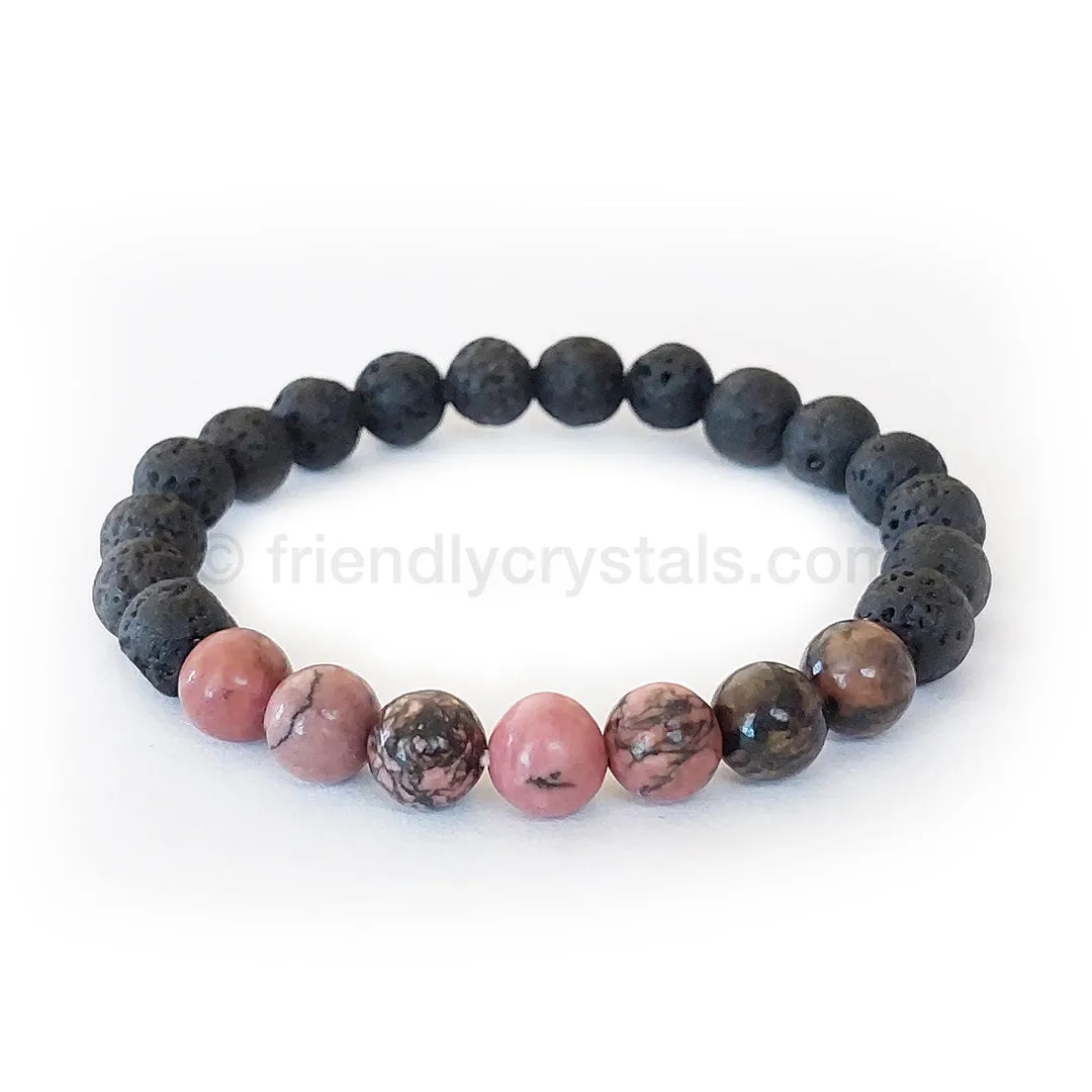 Lava Aromatherapy Gemstone Bracelets Combo Pack: 144 Lava Aromatherapy Bracelets 8mm & FREE Rotating Display Stand!