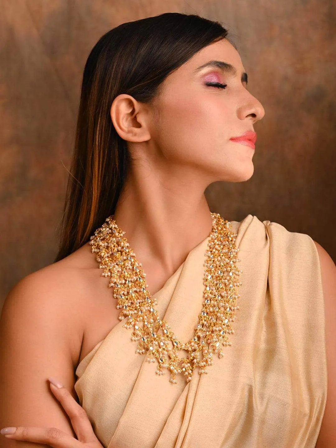 Layered Kundan Coral Necklace