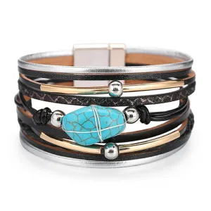 Leather Turquoise Beaded Bracelet