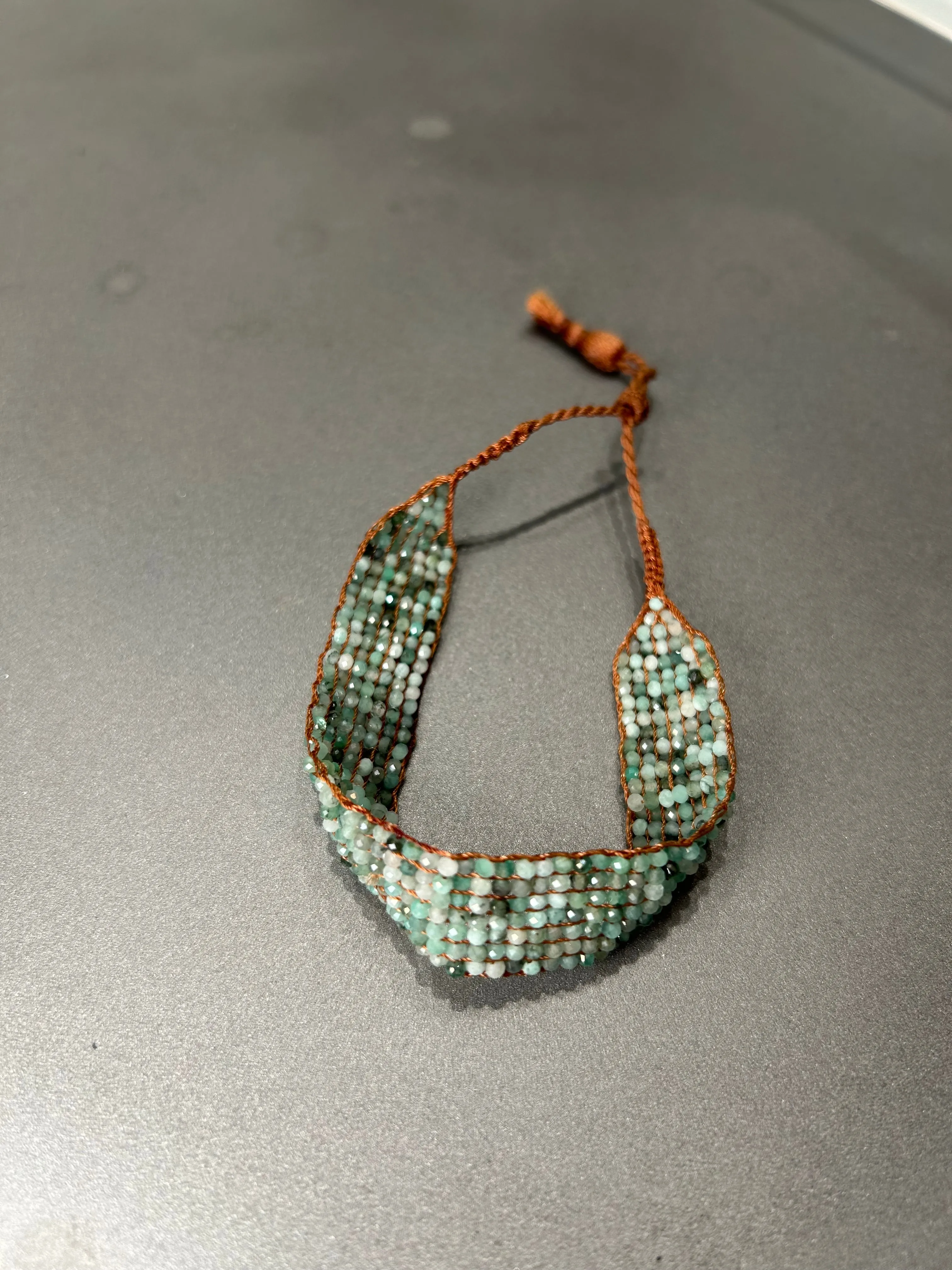 Lena Skadegard Multi Strand Green Tassel Bracelet