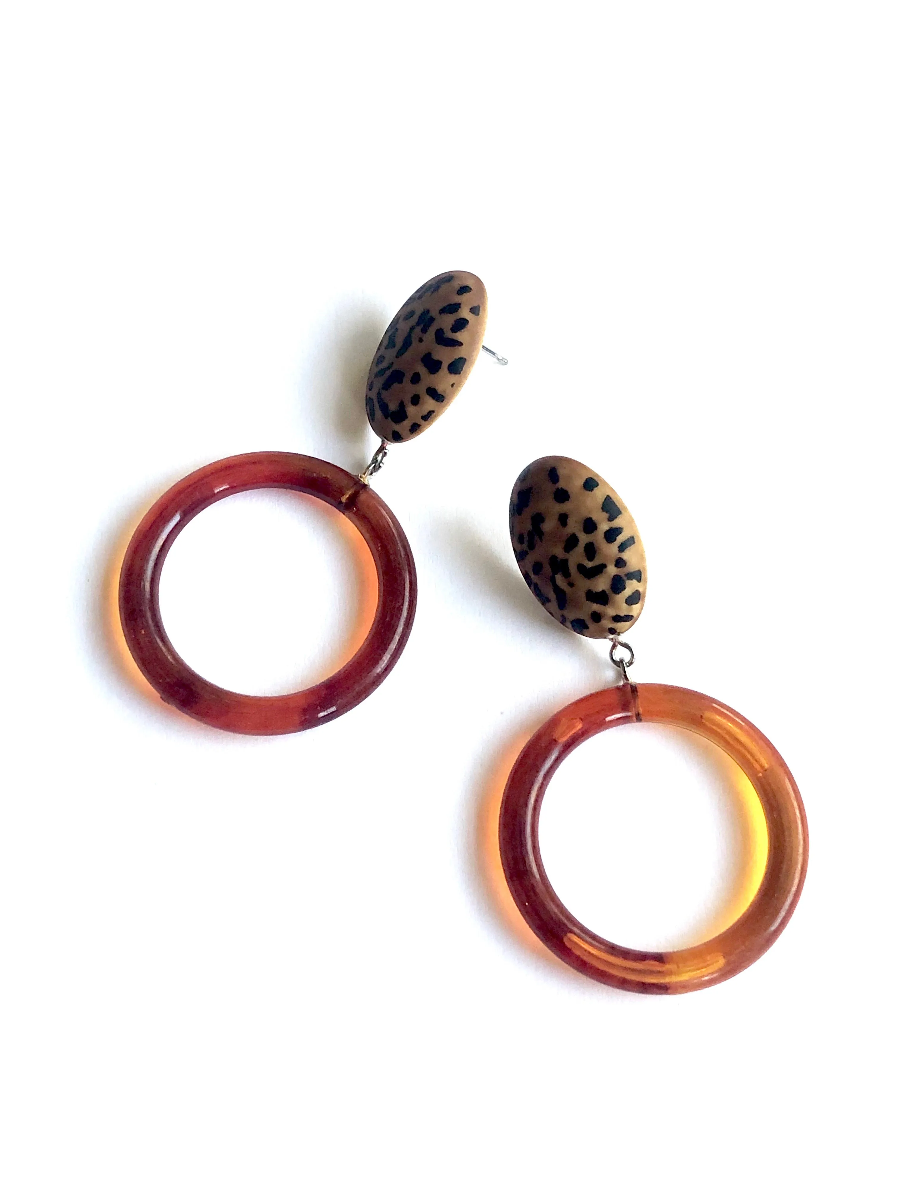 Leopard Print Tortoise Donut Drop Earrings