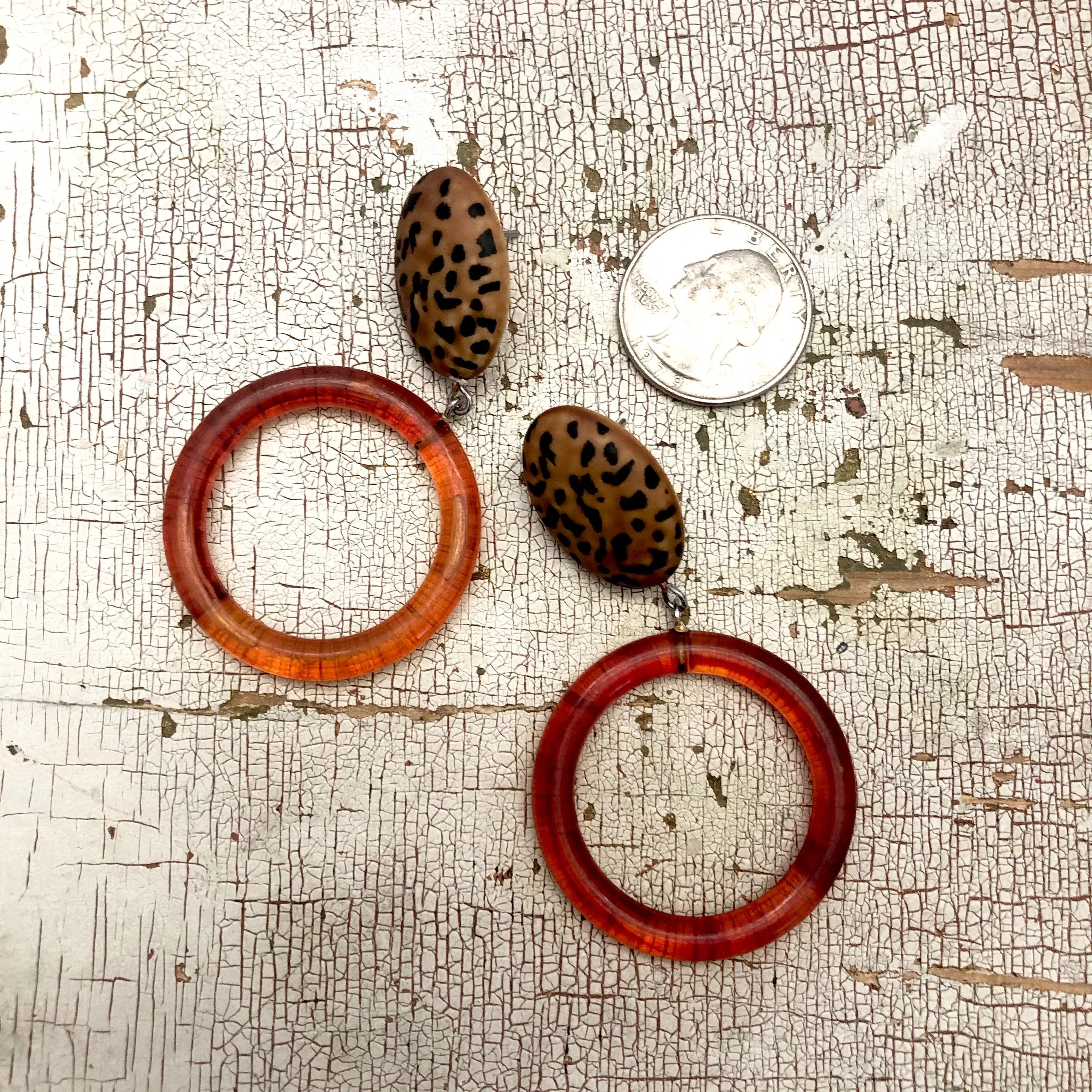 Leopard Print Tortoise Donut Drop Earrings