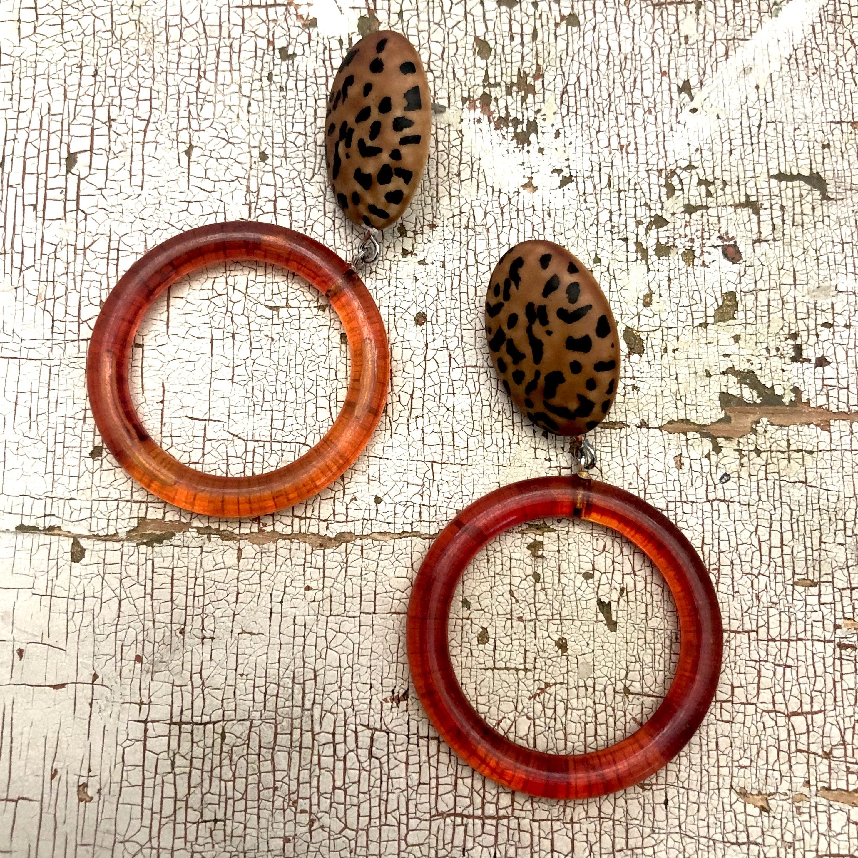 Leopard Print Tortoise Donut Drop Earrings