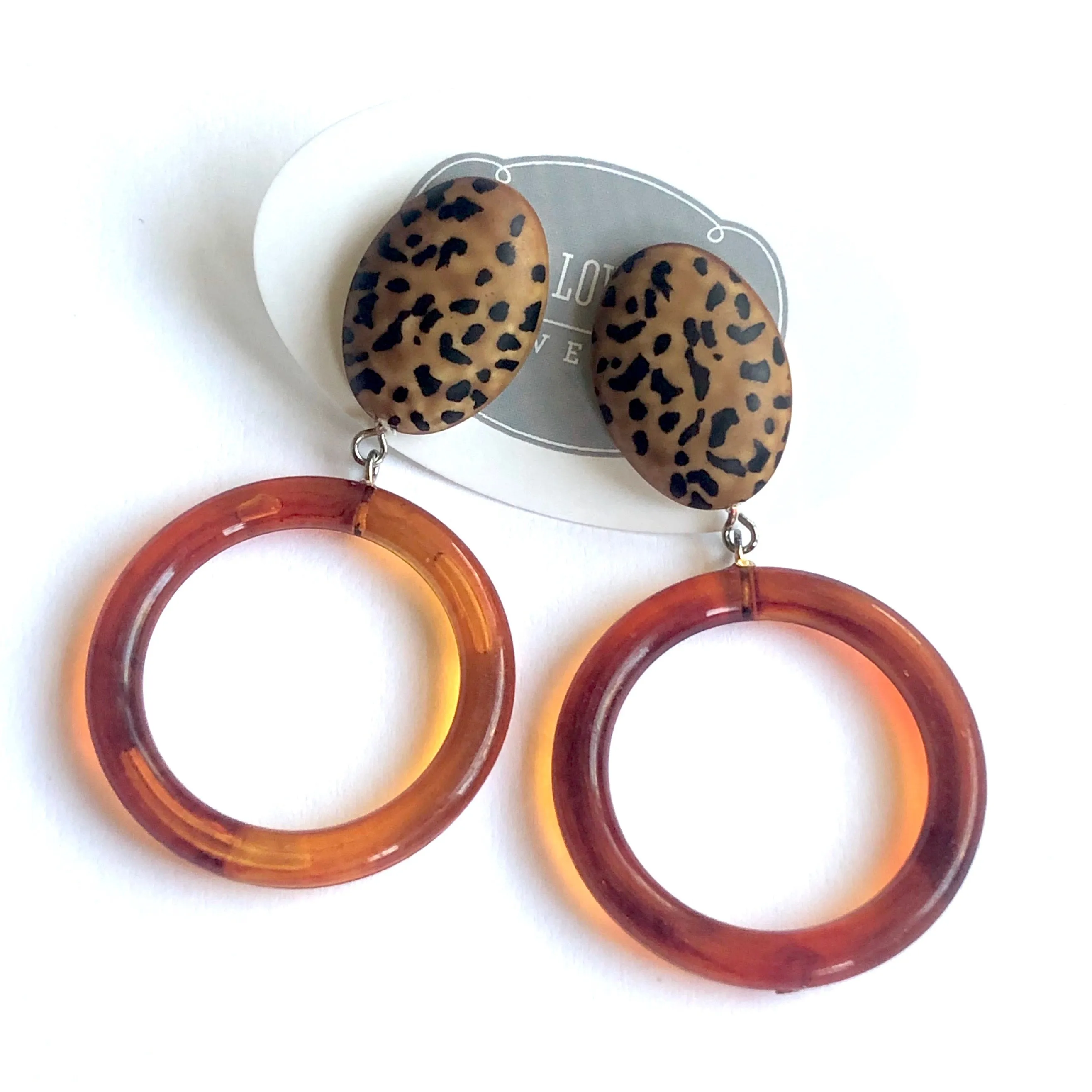 Leopard Print Tortoise Donut Drop Earrings