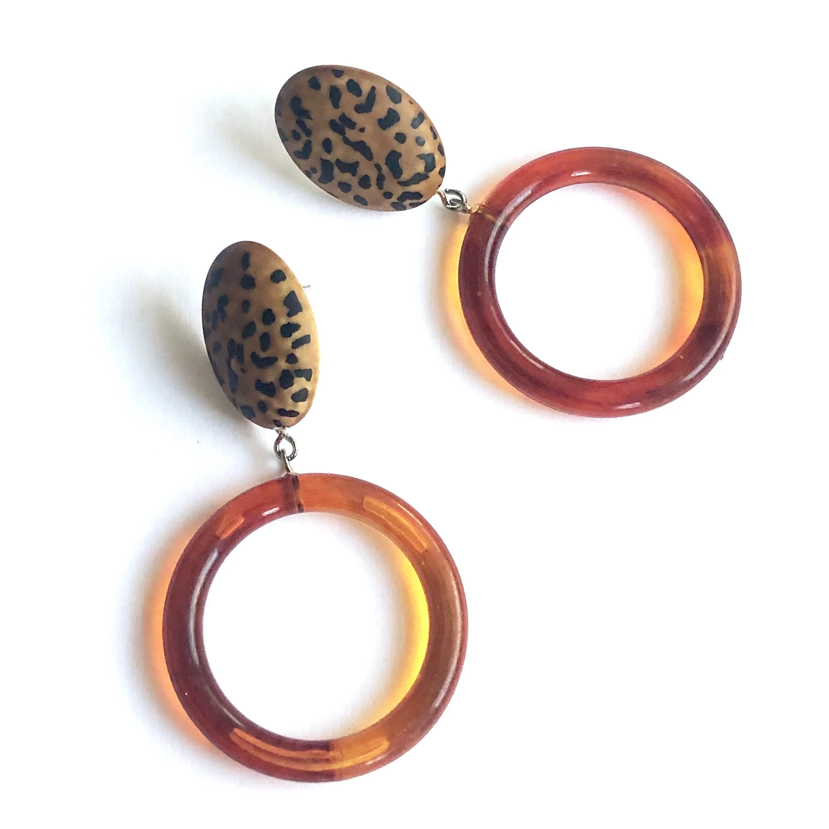 Leopard Print Tortoise Donut Drop Earrings