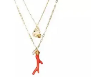 Lily Layer Coral and Pearl Necklace