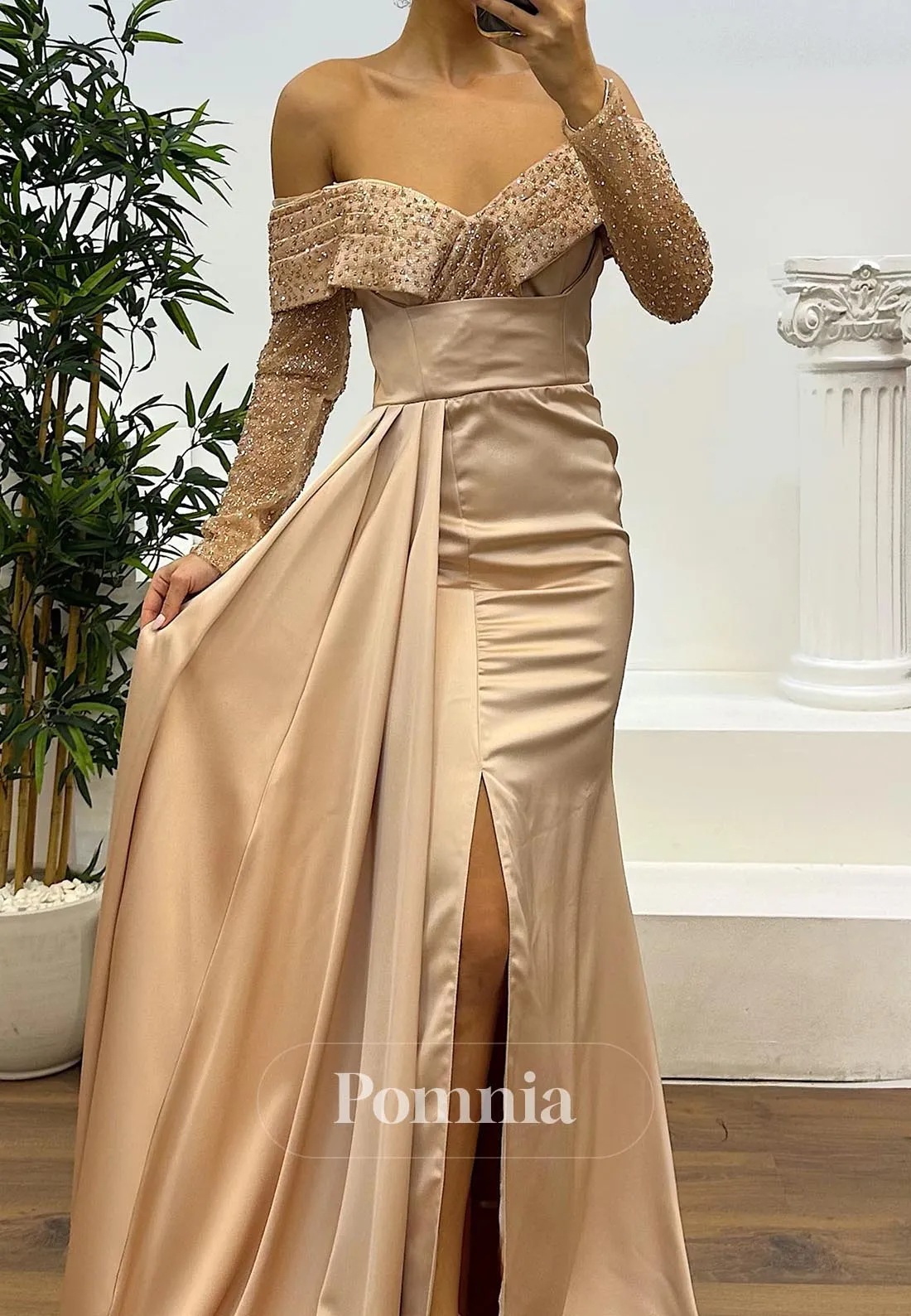 Long Sweetheart Ruched Sequins Evening Dress