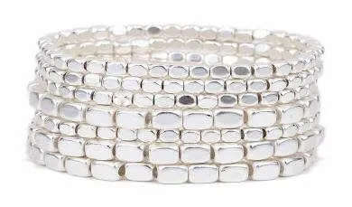 Metal Bead Bracelet Matte Silver
