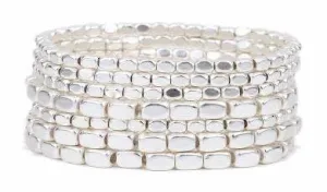 Metal Bead Bracelet Matte Silver