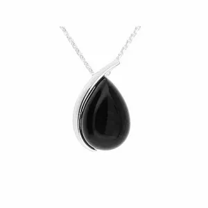 MILENA Necklace Silver and Onyx Raindrop