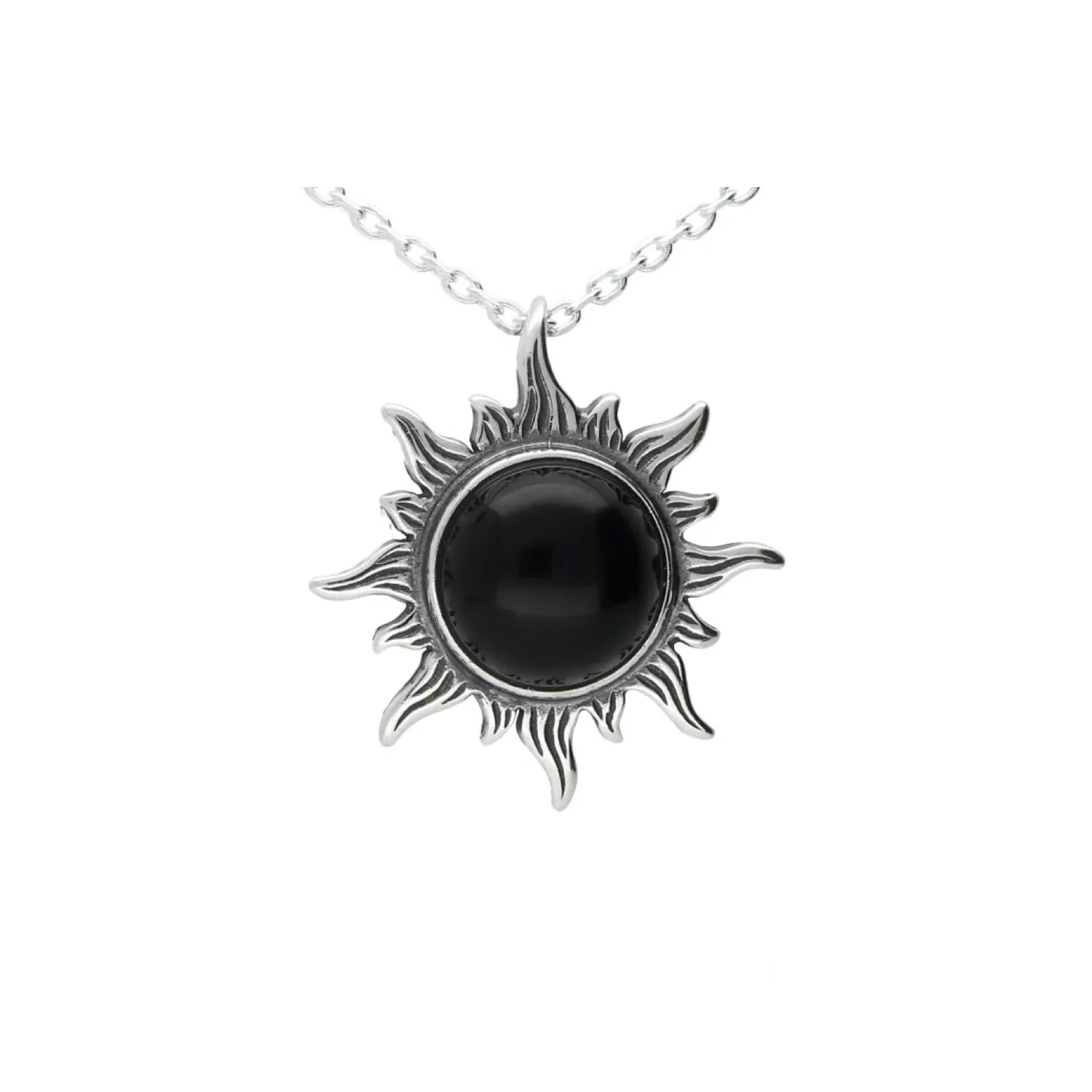 MILENA Necklace Silver and Onyx Sun