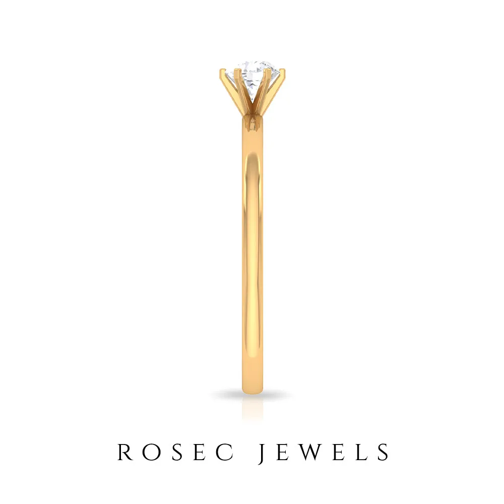 Minimal Round Diamond Solitaire Ring in Gold