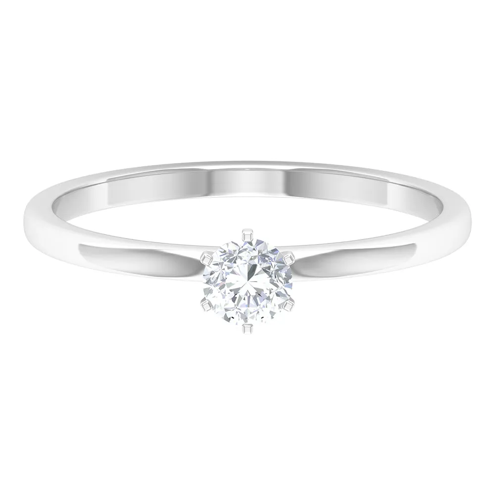 Minimal Round Diamond Solitaire Ring in Gold