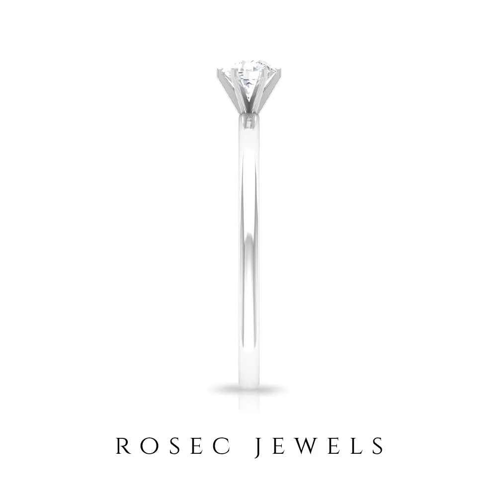 Minimal Round Diamond Solitaire Ring in Gold