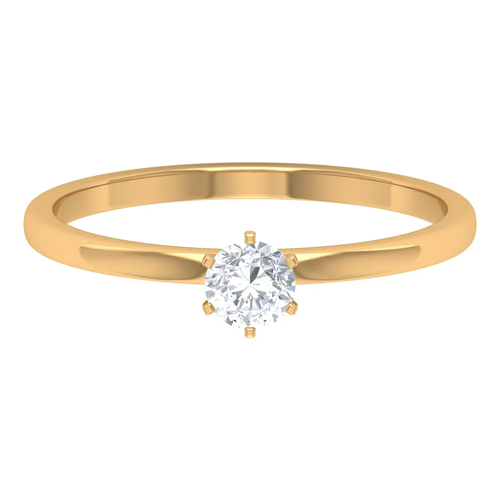 Minimal Round Diamond Solitaire Ring in Gold