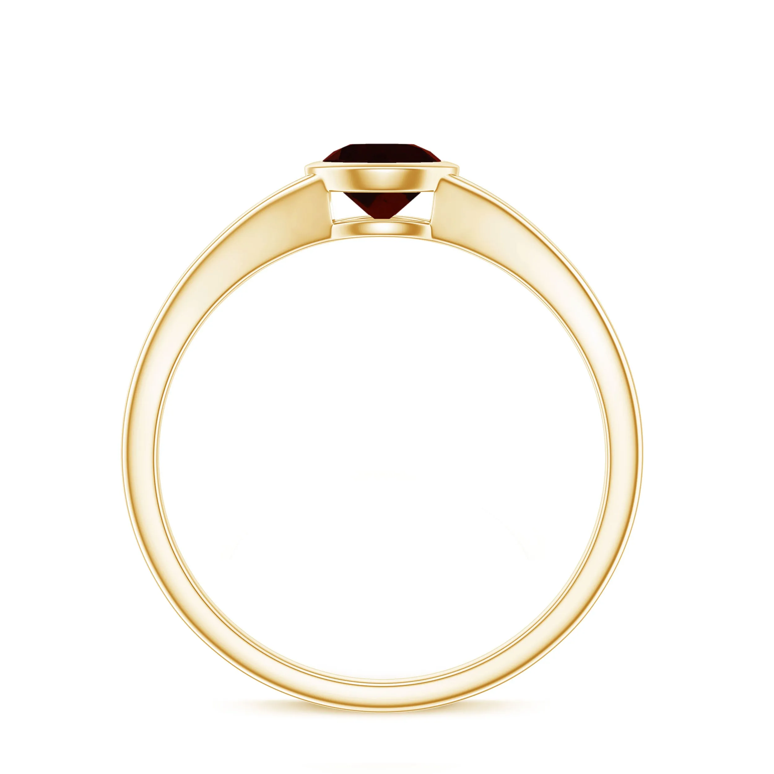 Minimal Round Shape Garnet Solitaire Split Shank Ring