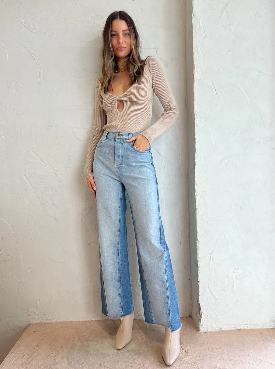 Mon Renn Thrive Knit Top in Beige