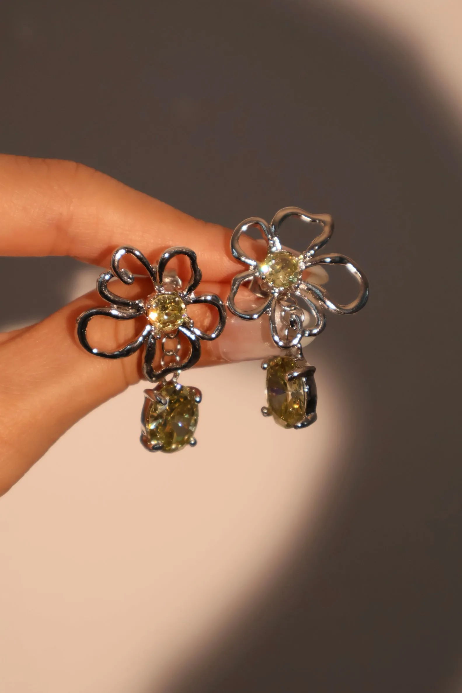 Multiple Emerald Flowers Earrings