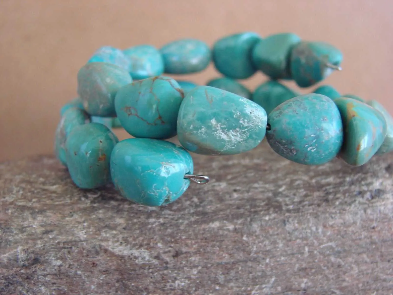 Native Indian Navajo Turquoise Memory Wire Bracelet by Yazzie