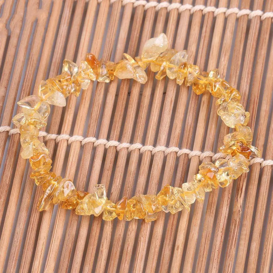 Natural Citrine Irregular Crushed Stone Bracelet