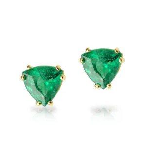 Natural Emerald Trilliant Stud Earrings