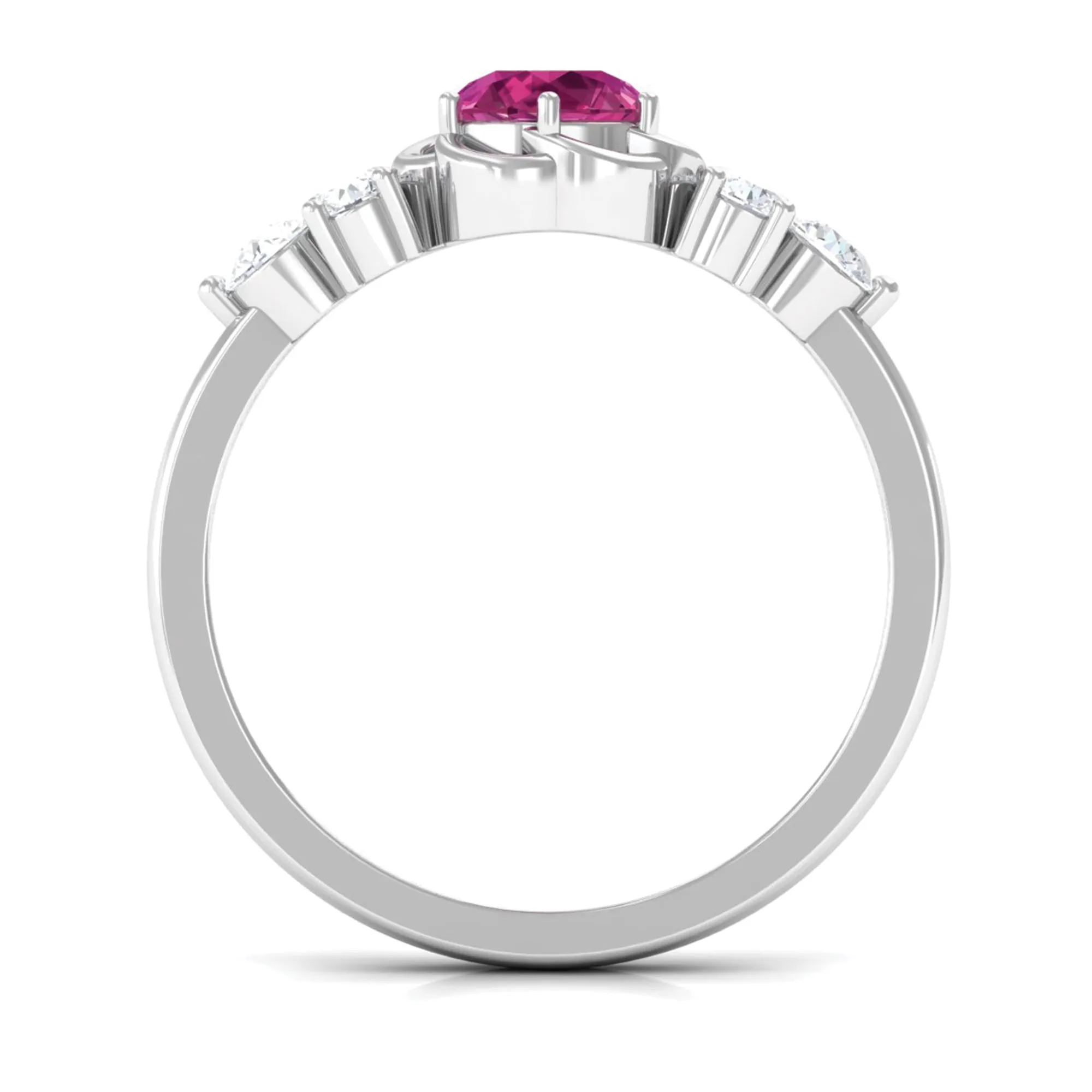 Nature Inspired Floral Ring with Pink Tourmaline and Diamond