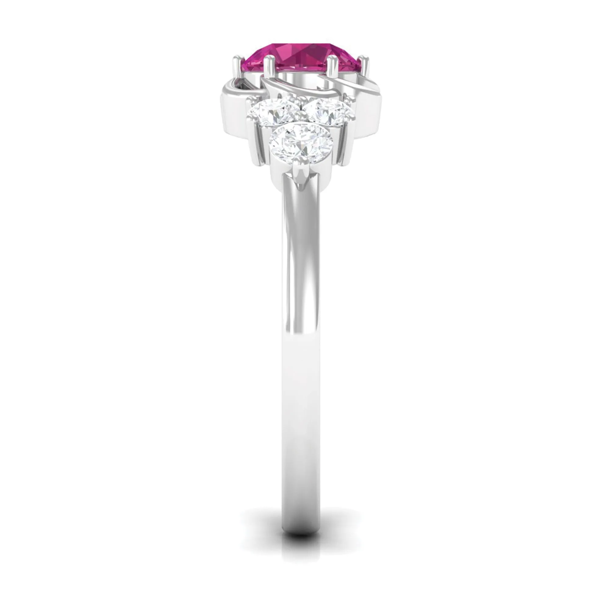 Nature Inspired Floral Ring with Pink Tourmaline and Diamond