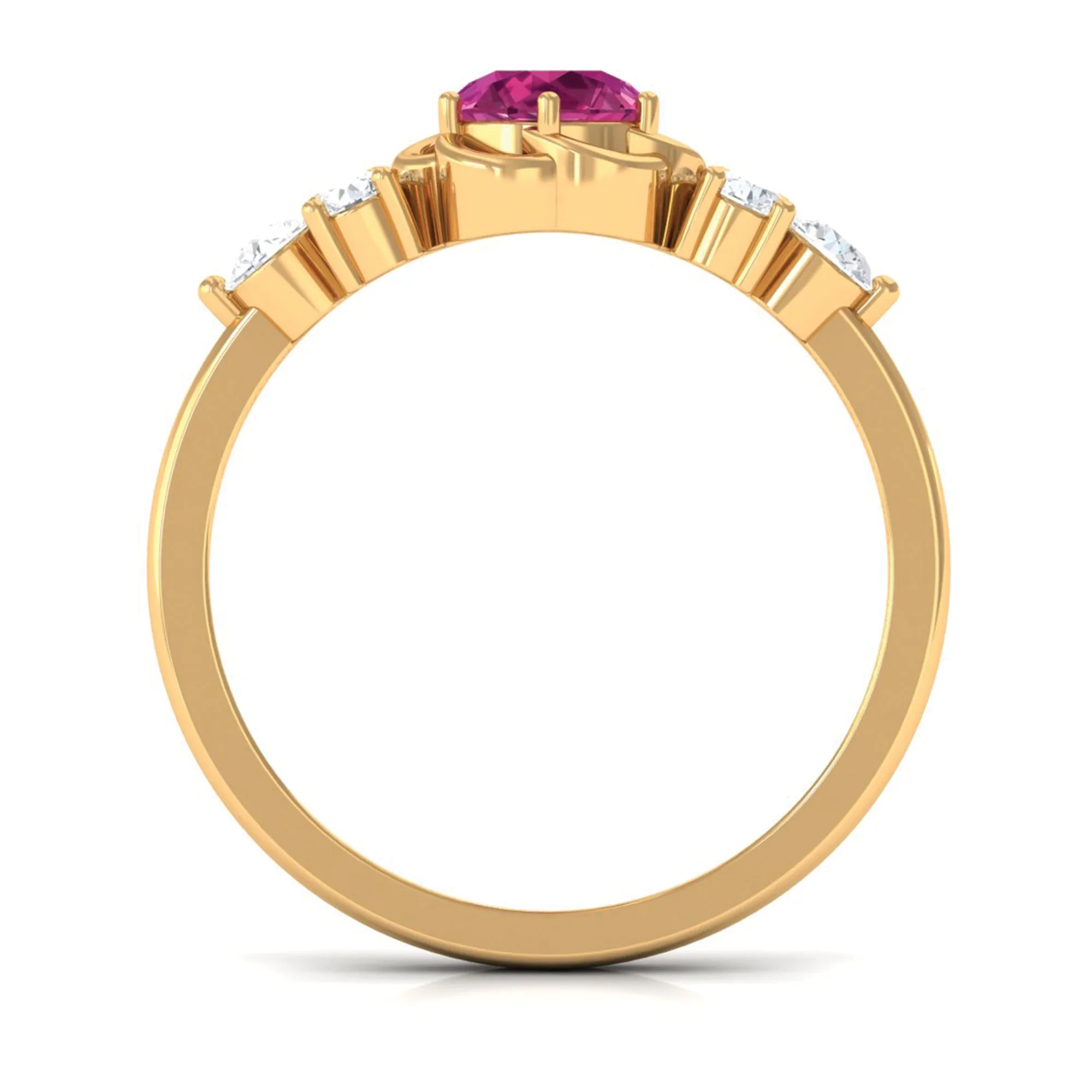 Nature Inspired Floral Ring with Pink Tourmaline and Diamond