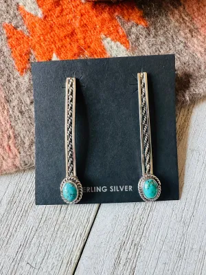 Navajo Turquoise & Sterling Silver Drop Dangle Earrings