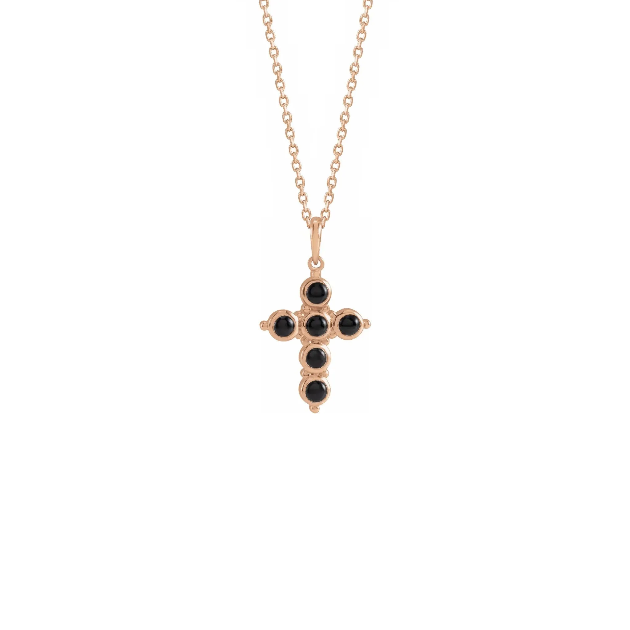 Onyx Cabochon Cross Necklace