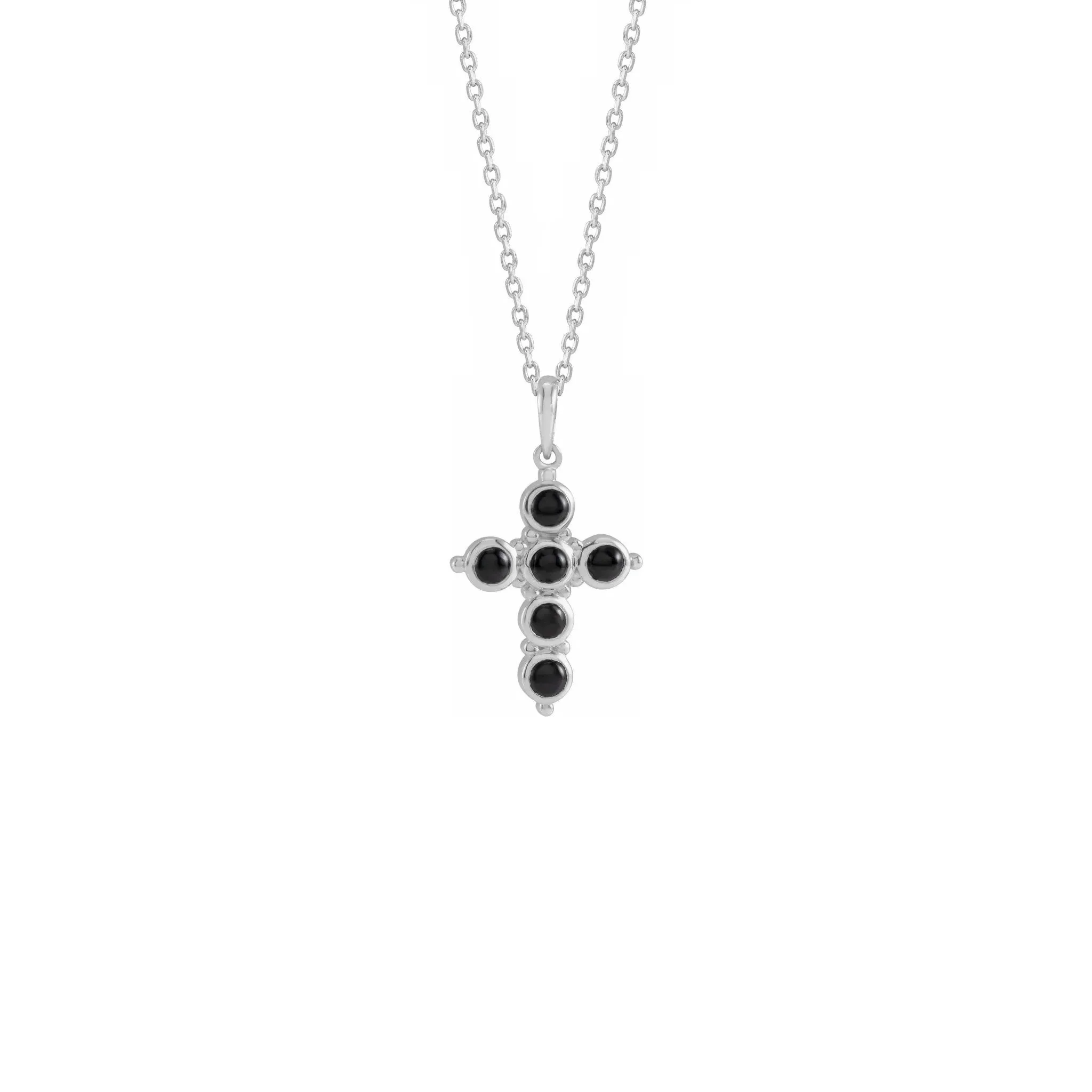 Onyx Cabochon Cross Necklace