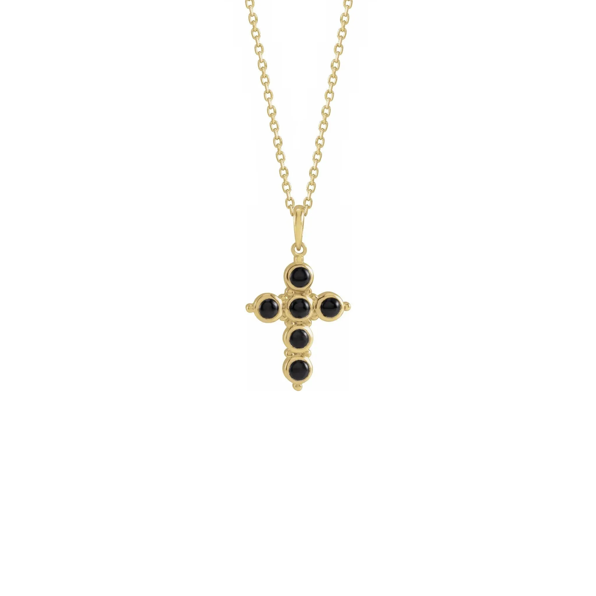 Onyx Cabochon Cross Necklace