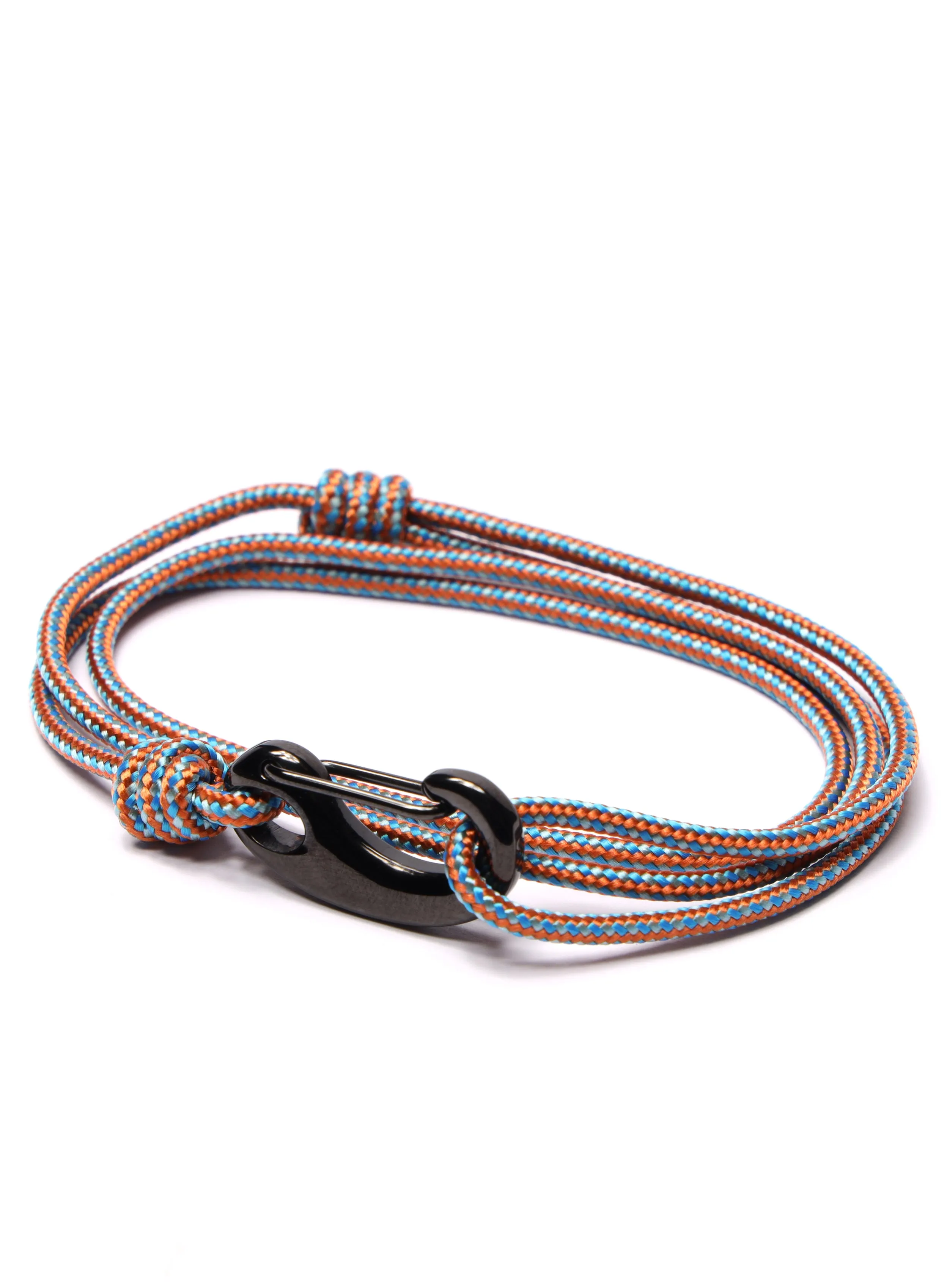 Orange   Blue Tactical Cord Bracelet for Men (Black Clasp - 30K)