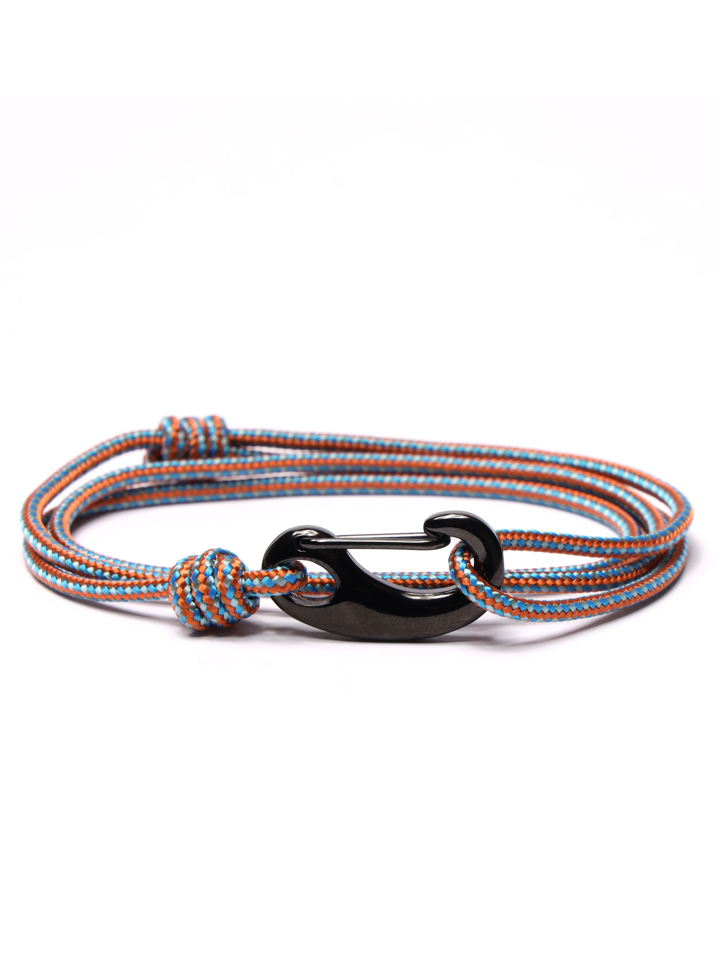 Orange   Blue Tactical Cord Bracelet for Men (Black Clasp - 30K)